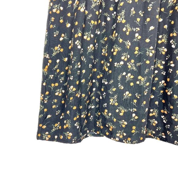 Nasty Gal Dress Women's 8 Black Orange Tea Floral Button Down Cinched Waist Mini - Picture 5 of 16